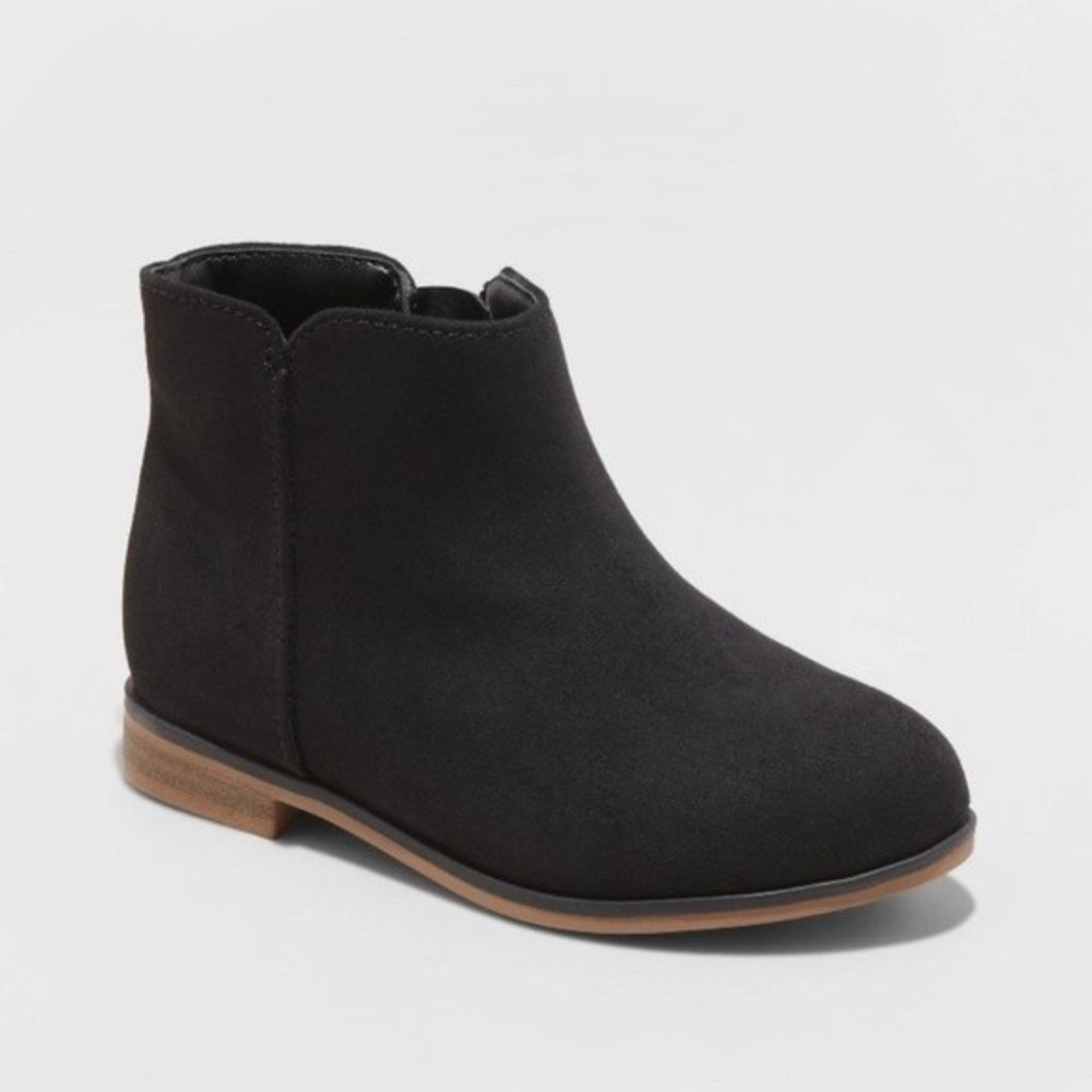 Cat & Jack, girls, Penelope slip on zipper booties. Black. Size 6